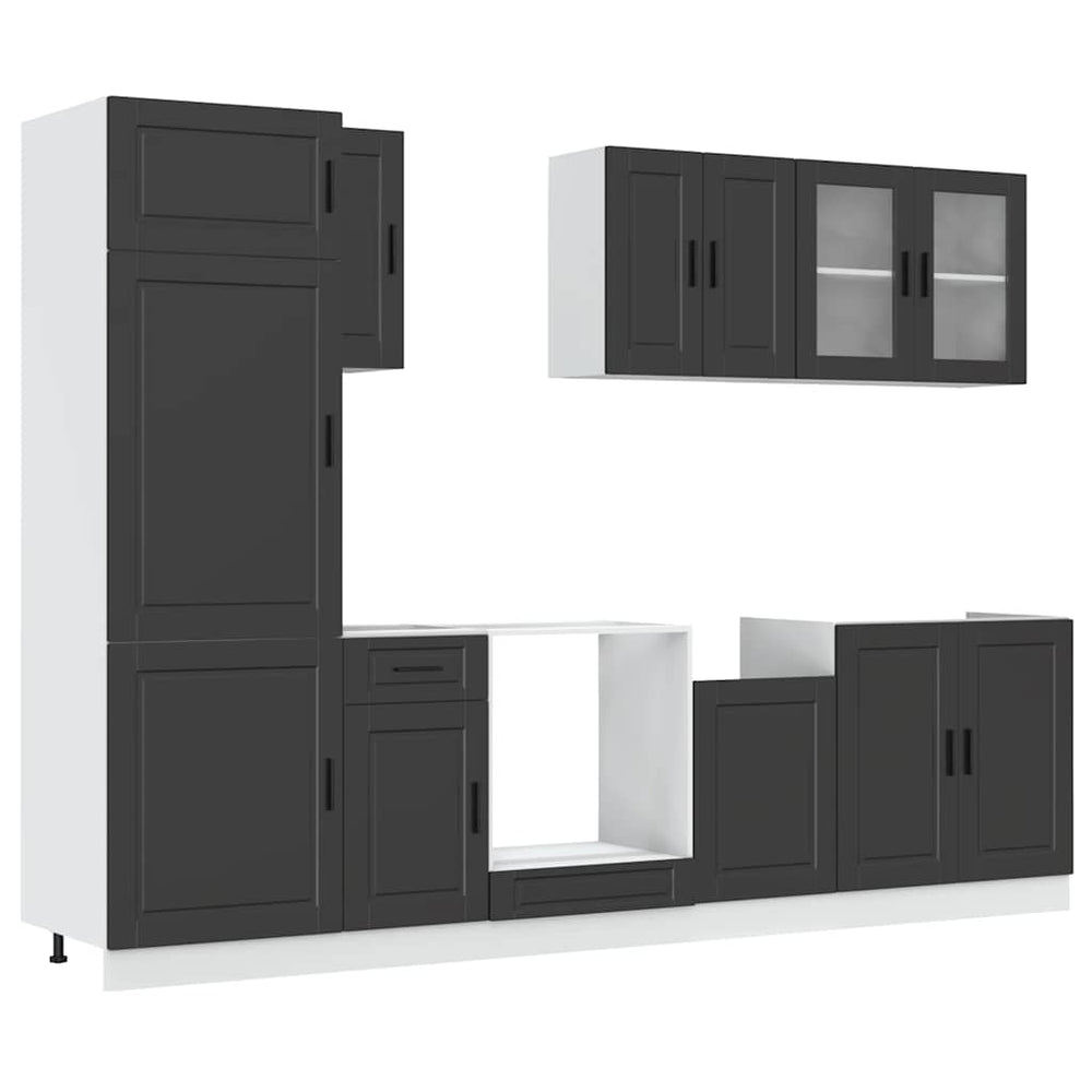 8-tlg Küchenschrank Set Schwarz