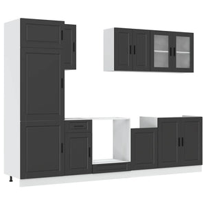 8-tlg Küchenschrank Set Schwarz