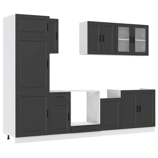 8-tlg Küchenschrank Set Schwarz