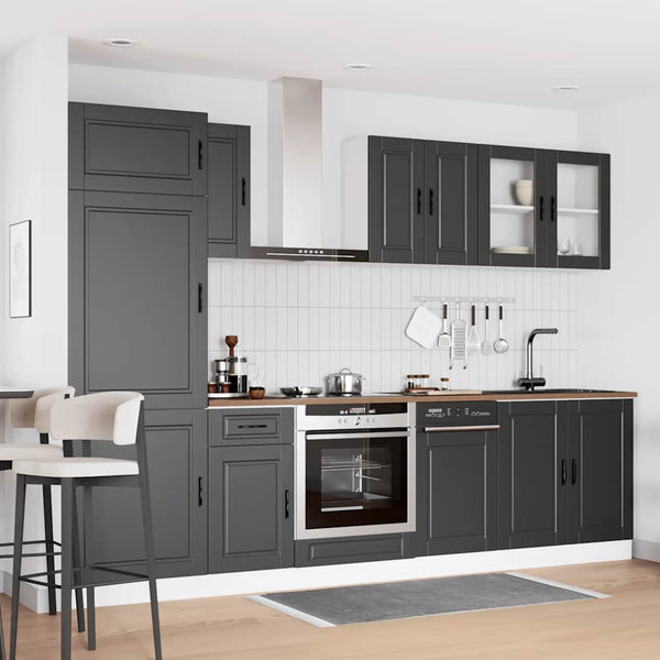 8-tlg Küchenschrank Set Schwarz