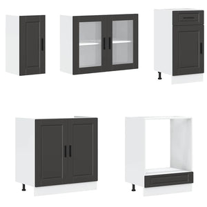 8-tlg Küchenschrank Set Schwarz