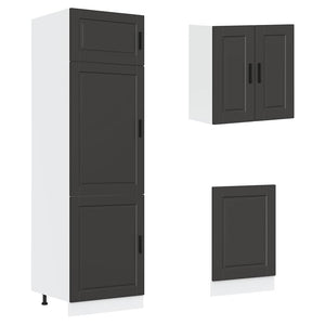 8-tlg Küchenschrank Set Schwarz