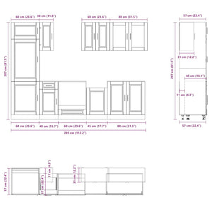 8-tlg Küchenschrank Set Schwarz