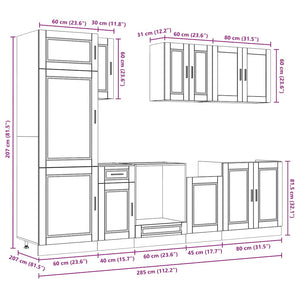 8-tlg Küchenschrank Set Schwarz