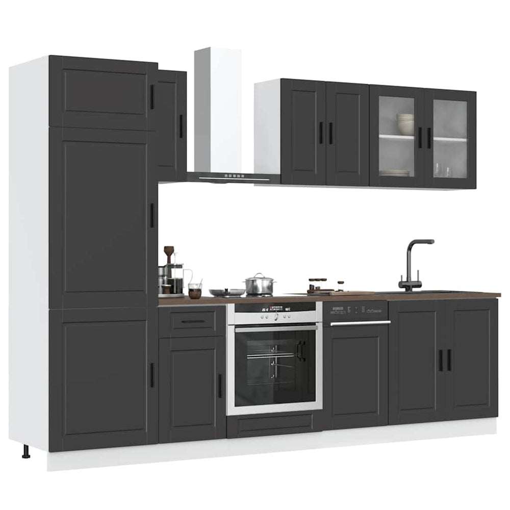 8-tlg Küchenschrank Set Schwarz