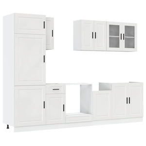vidaXL Ensemble de 8 meubles de cuisine Porto, aggloméré, blanc brillant