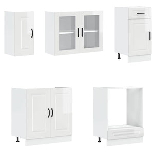 vidaXL Ensemble de 8 meubles de cuisine Porto, aggloméré, blanc brillant