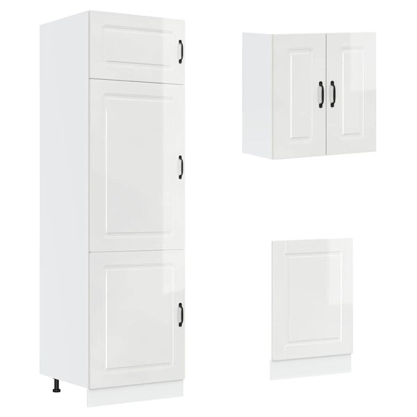 vidaXL Ensemble de 8 meubles de cuisine Porto, aggloméré, blanc brillant