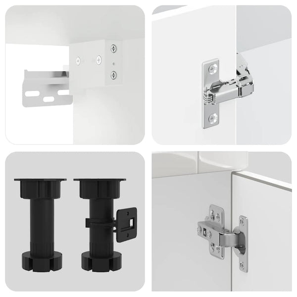 vidaXL Ensemble de 8 meubles de cuisine Porto, aggloméré, blanc brillant