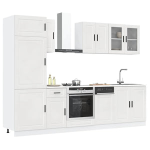 vidaXL Ensemble de 8 meubles de cuisine Porto, aggloméré, blanc brillant