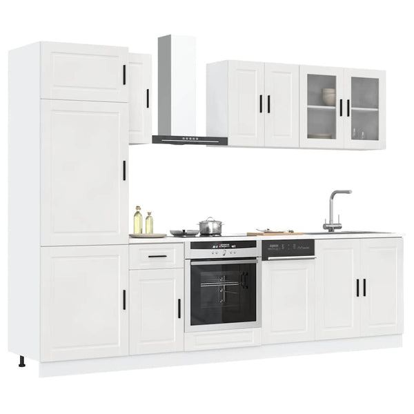 vidaXL Ensemble de 8 meubles de cuisine Porto, aggloméré, blanc brillant