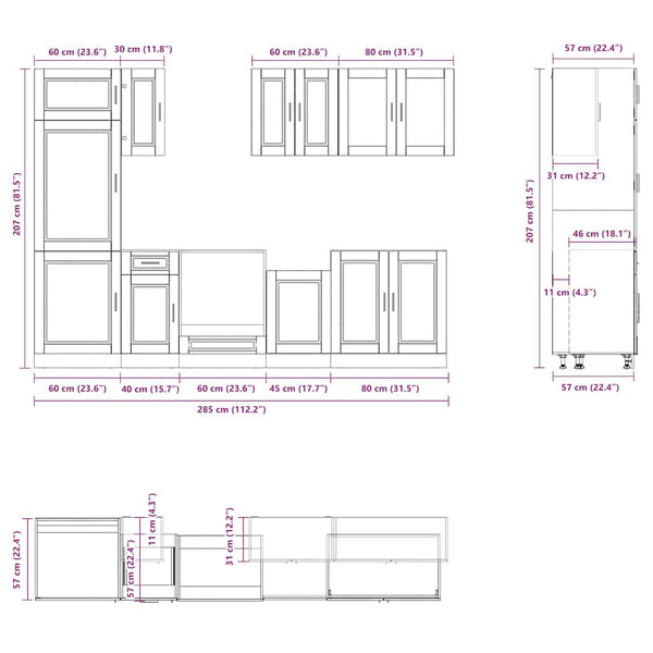 8-tlg Küchenschrank Set Sonoma-Eiche