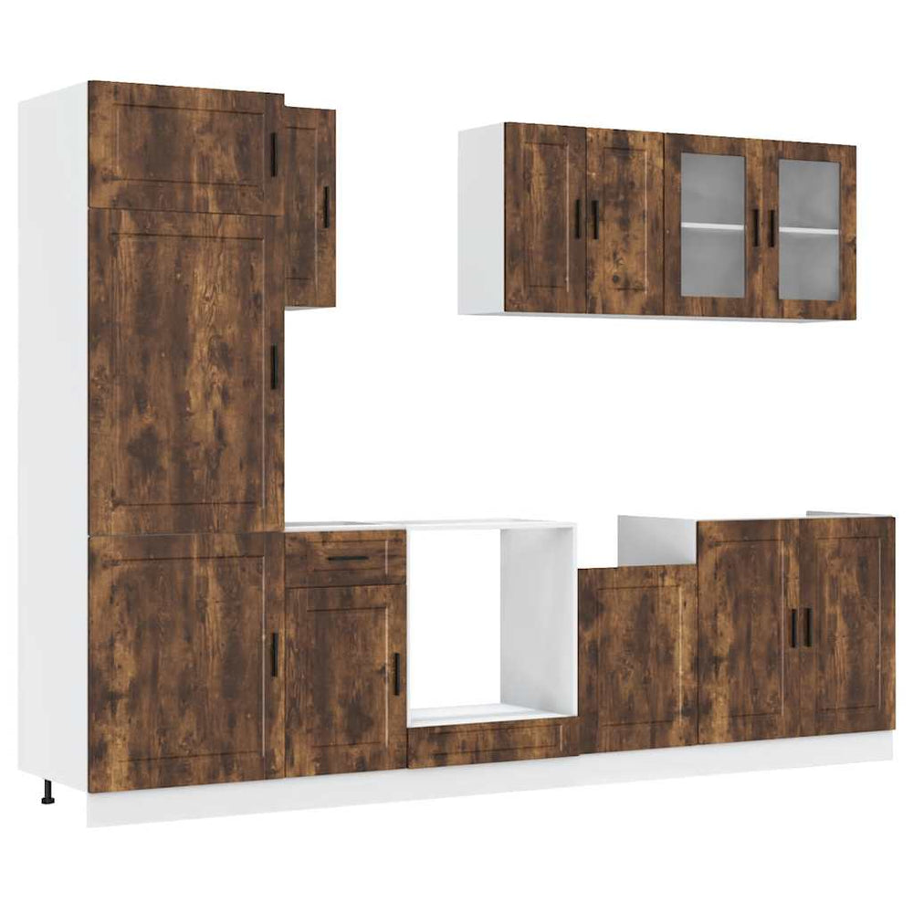 8-tlg Küchenschrank Set Räuchereiche