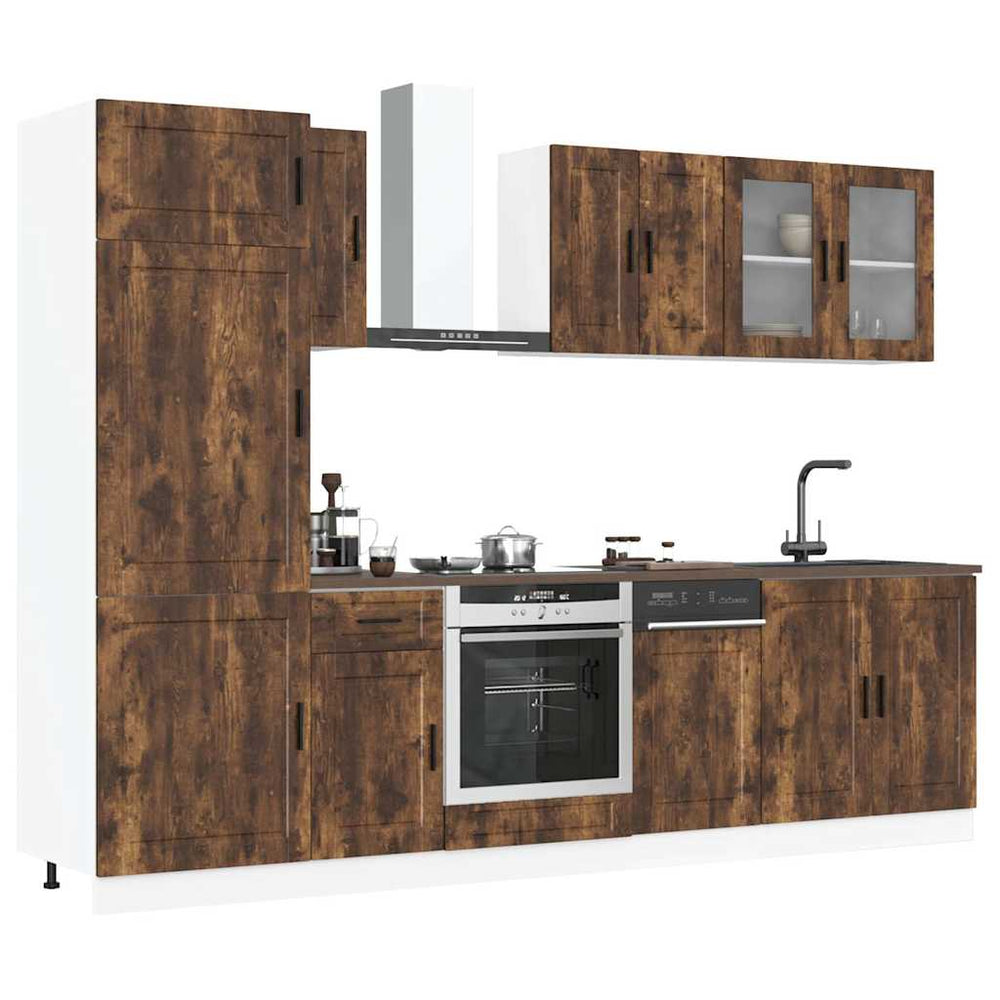 8-tlg Küchenschrank Set Räuchereiche