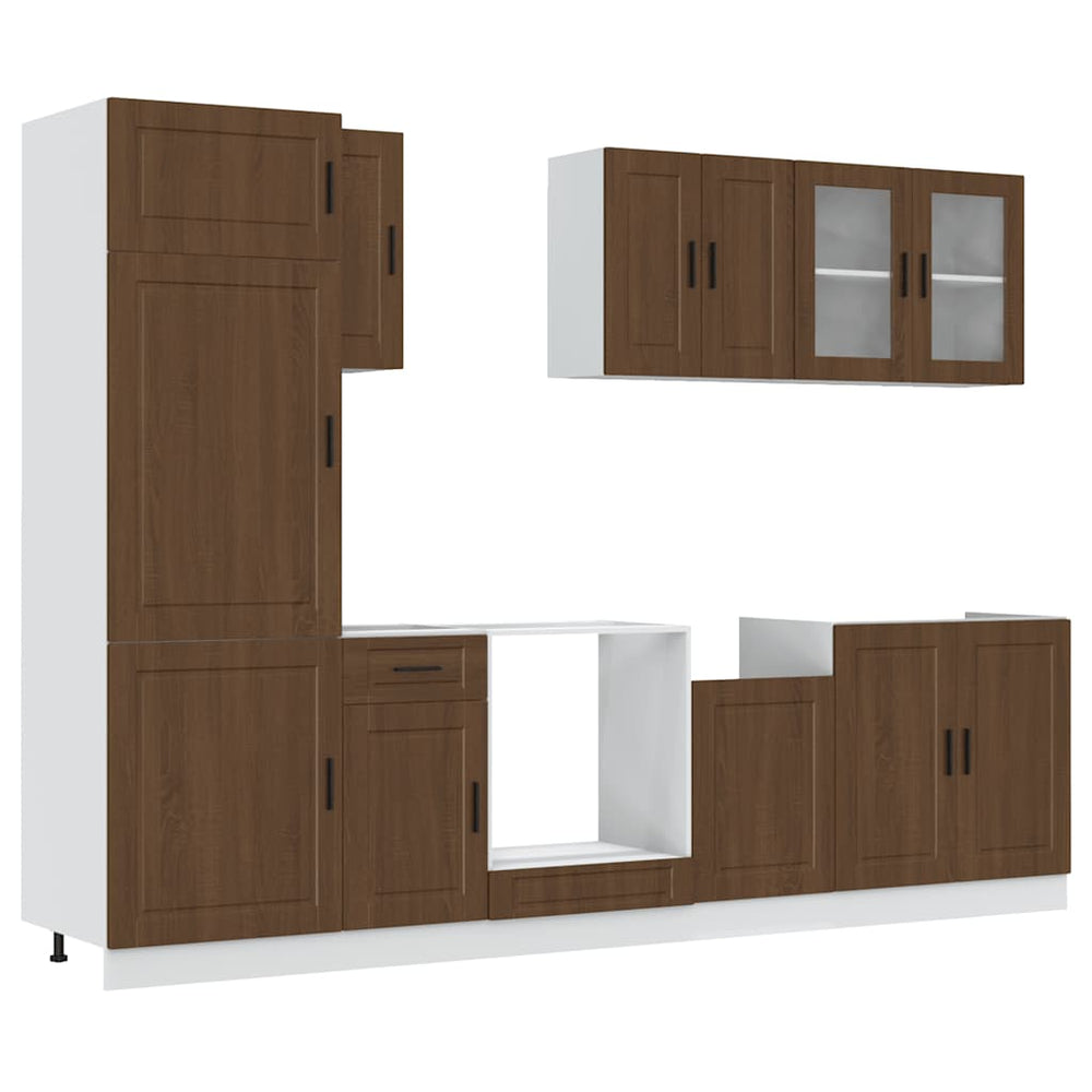 8-tlg. Küchenschrank-Set Braun Eichenoptik