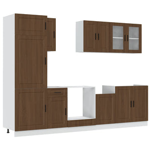 8-tlg. Küchenschrank-Set Braun Eichenoptik