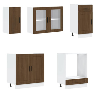 8-tlg. Küchenschrank-Set Braun Eichenoptik