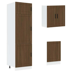 8-tlg. Küchenschrank-Set Braun Eichenoptik