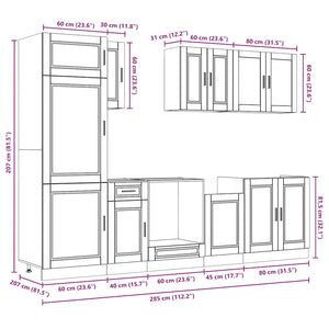 8-tlg. Küchenschrank-Set Braun Eichenoptik
