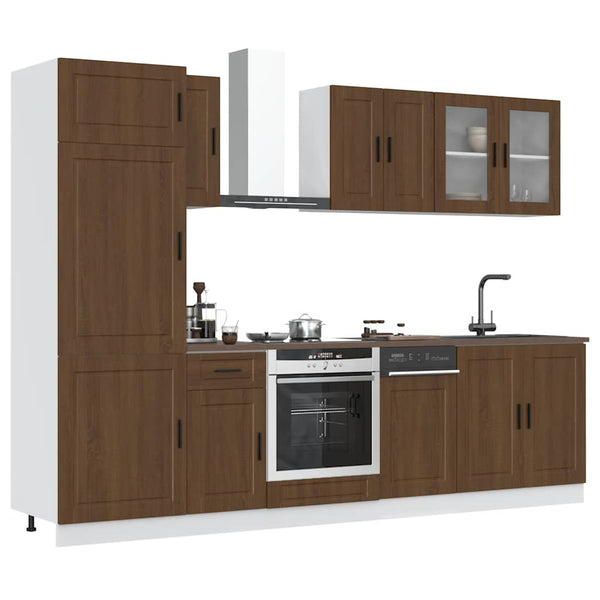 8-tlg. Küchenschrank-Set Braun Eichenoptik