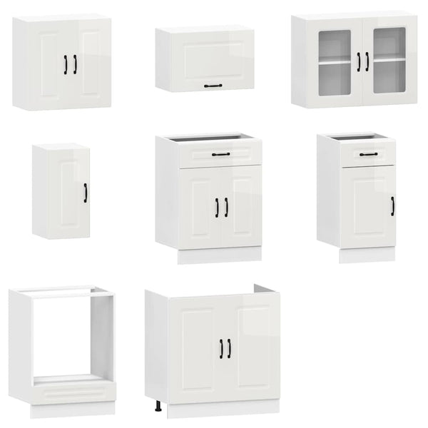 8-teiliges Küchenschrank-Set Hochglanz Weiß