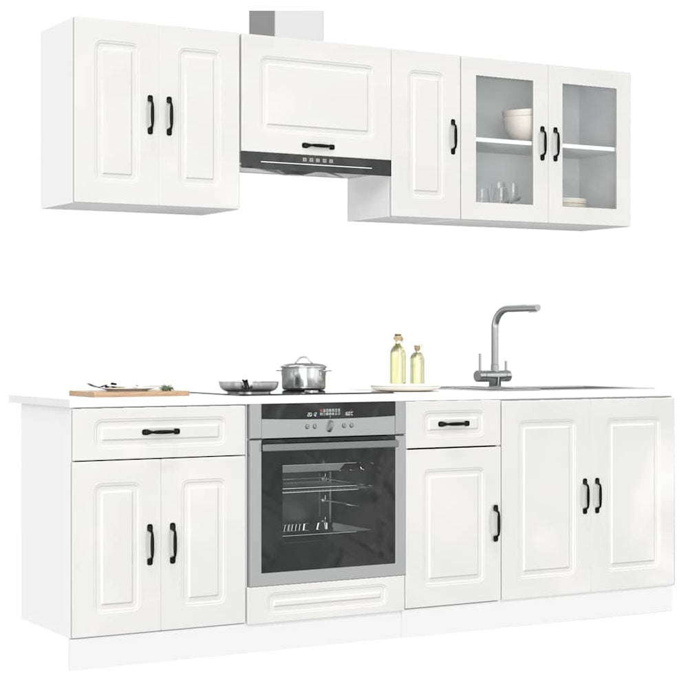 8-teiliges Küchenschrank-Set Hochglanz Weiß