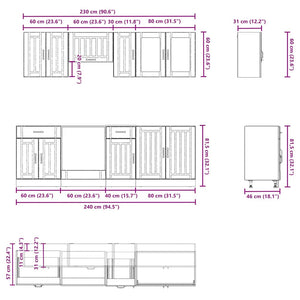 8-tlg. Küchenschrank-Set Lucca Eichen-Optik