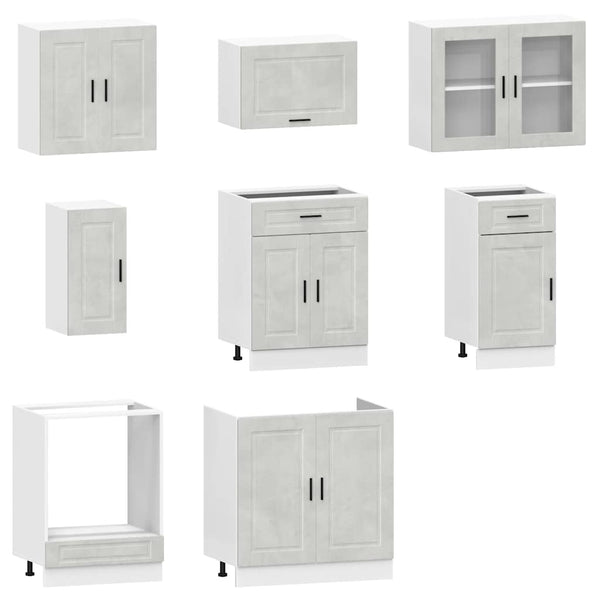 8-tlg Küchenschrank-Set Betongrau