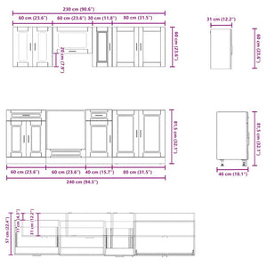 8-tlg Küchenschrank-Set Betongrau
