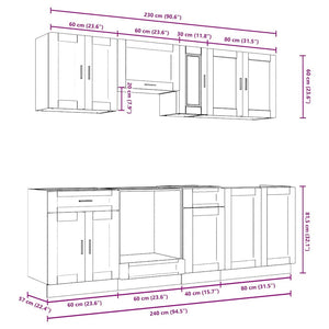 8-tlg Küchenschrank-Set Betongrau