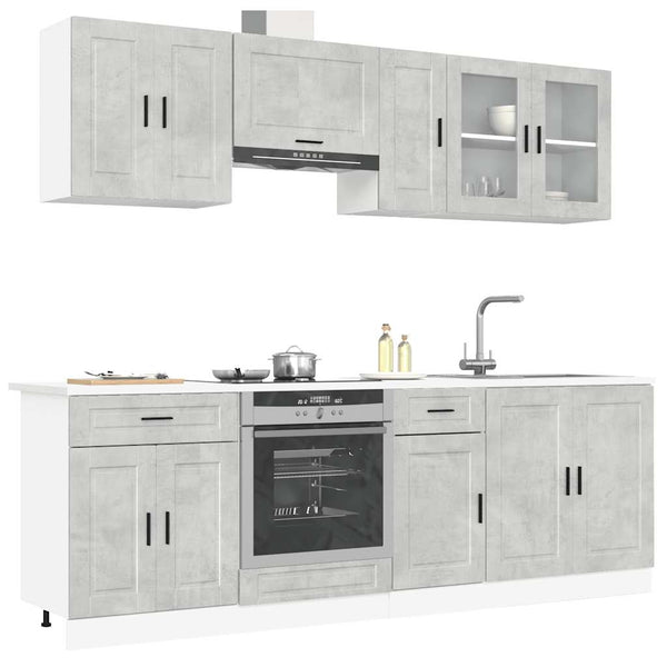 8-tlg Küchenschrank-Set Betongrau
