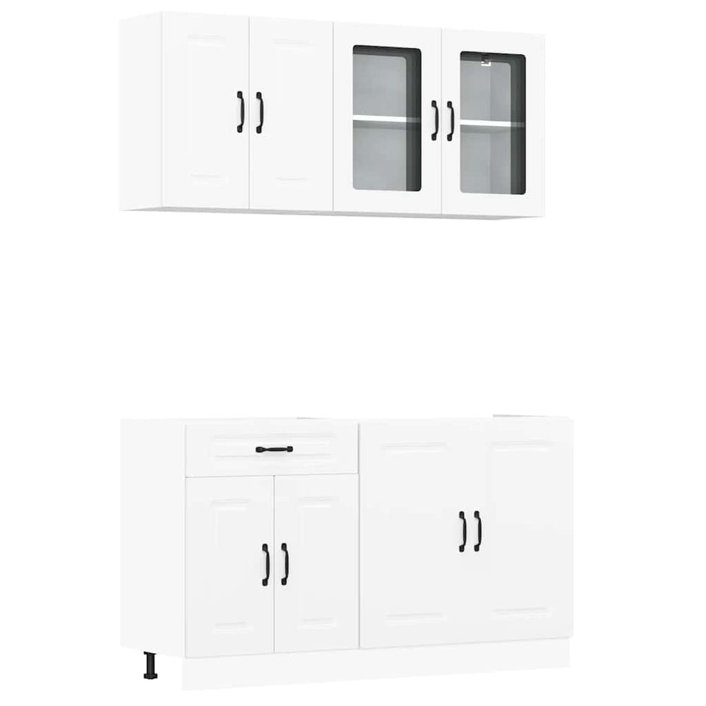 4-tlg Küchenschrank Set Weiß