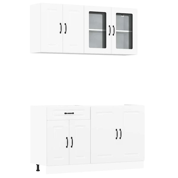 4-tlg Küchenschrank Set Weiß