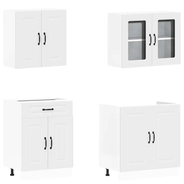 4-tlg Küchenschrank Set Weiß
