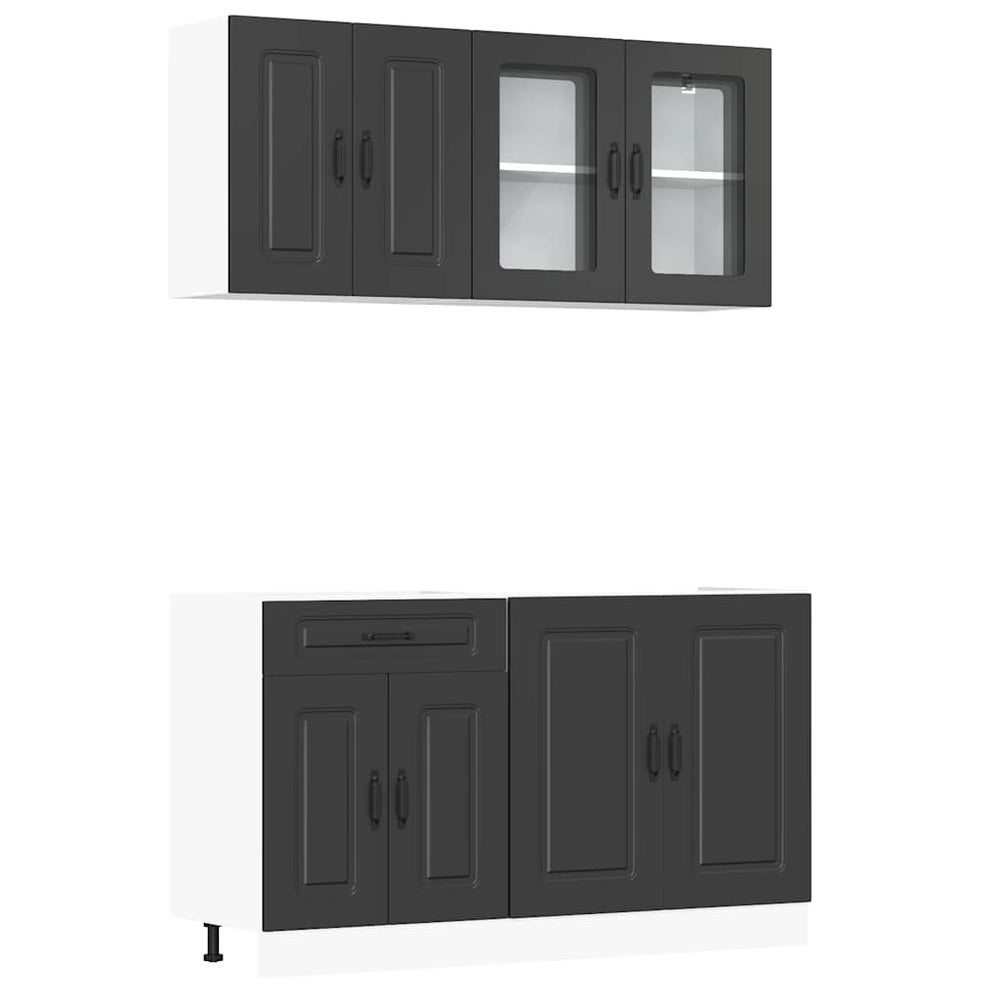 Küchenschrank Set Kalmar, 4-teilig, Schwarz