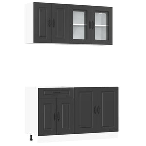 Küchenschrank Set Kalmar, 4-teilig, Schwarz
