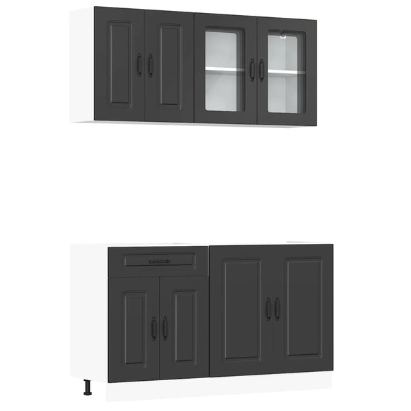 Küchenschrank Set Kalmar, 4-teilig, Schwarz