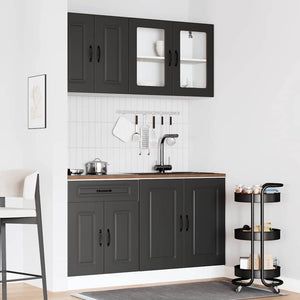 Küchenschrank Set Kalmar, 4-teilig, Schwarz
