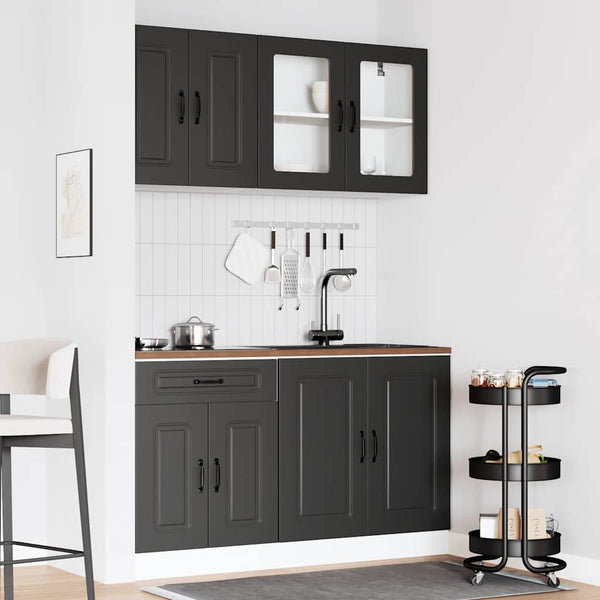 Küchenschrank Set Kalmar, 4-teilig, Schwarz