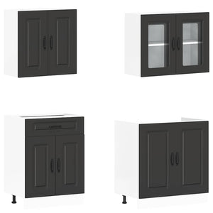 Küchenschrank Set Kalmar, 4-teilig, Schwarz