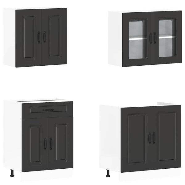 Küchenschrank Set Kalmar, 4-teilig, Schwarz