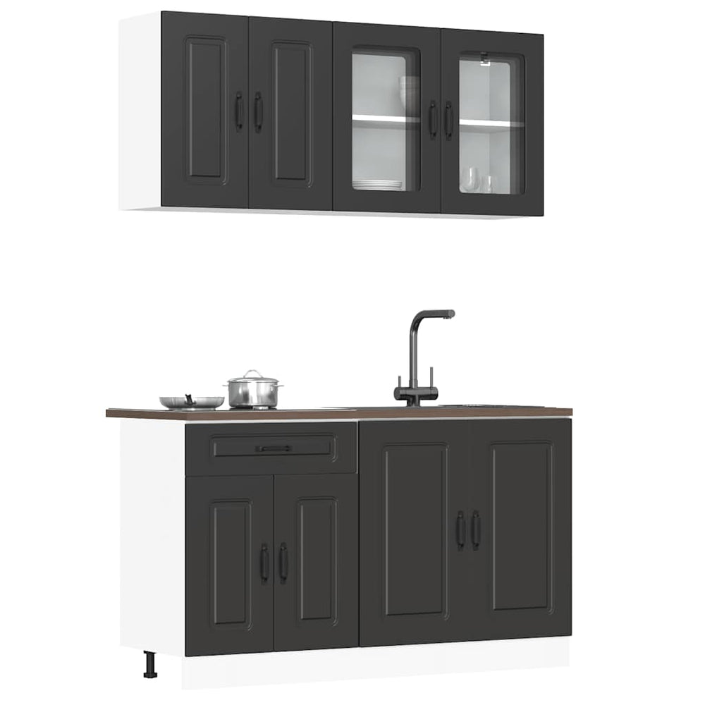 Küchenschrank Set Kalmar, 4-teilig, Schwarz