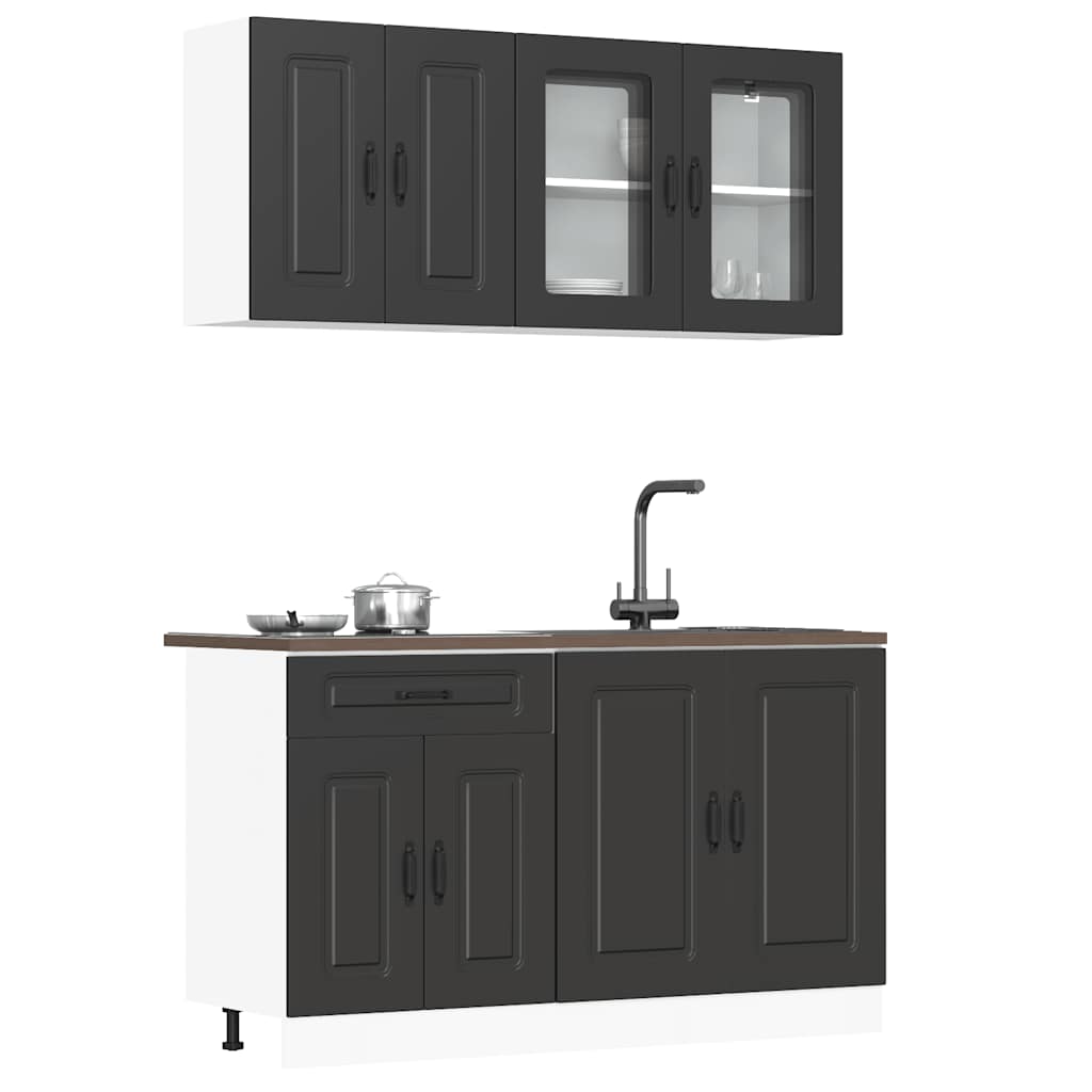 Küchenschrank Set Kalmar, 4-teilig, Schwarz