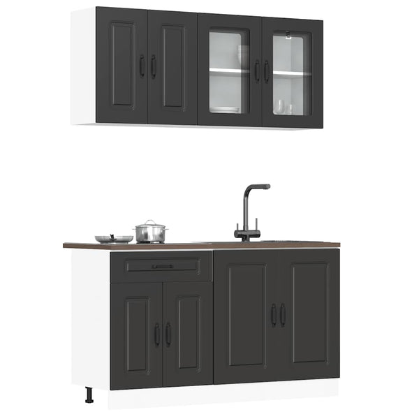 Küchenschrank Set Kalmar, 4-teilig, Schwarz