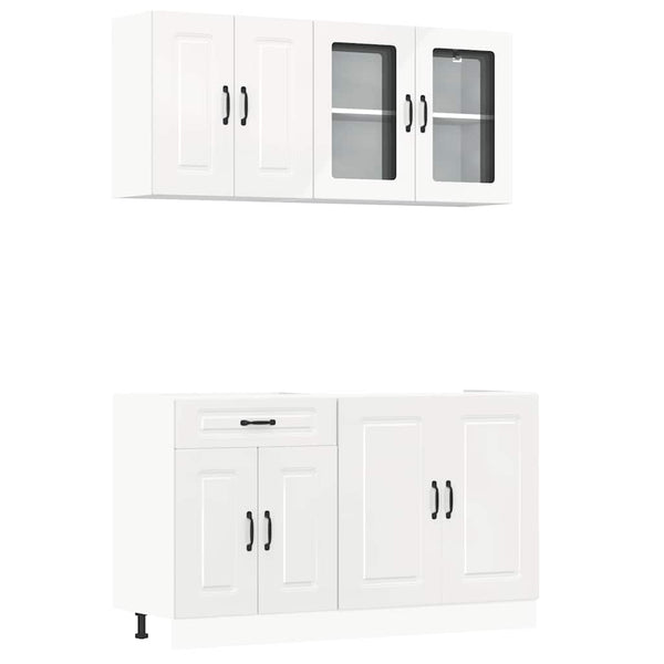 vidaXL Ensemble de 4 meubles de cuisine Kalmar Blanc brillant Bois d'ingénierie