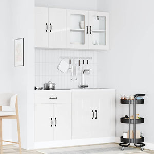 vidaXL Ensemble de 4 meubles de cuisine Kalmar Blanc brillant Bois d'ingénierie