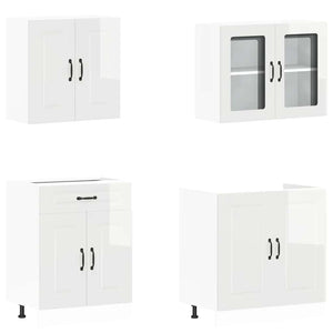 vidaXL Ensemble de 4 meubles de cuisine Kalmar Blanc brillant Bois d'ingénierie