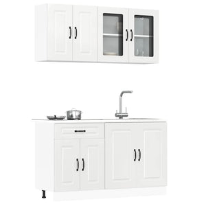 vidaXL Ensemble de 4 meubles de cuisine Kalmar Blanc brillant Bois d'ingénierie