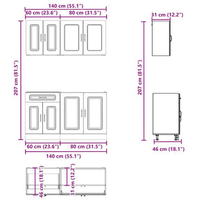 4-tlg Küchenschrank Set Sonoma-Eiche