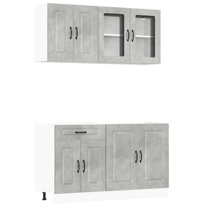 4-tlg Küchenschrank Set Betongrau
